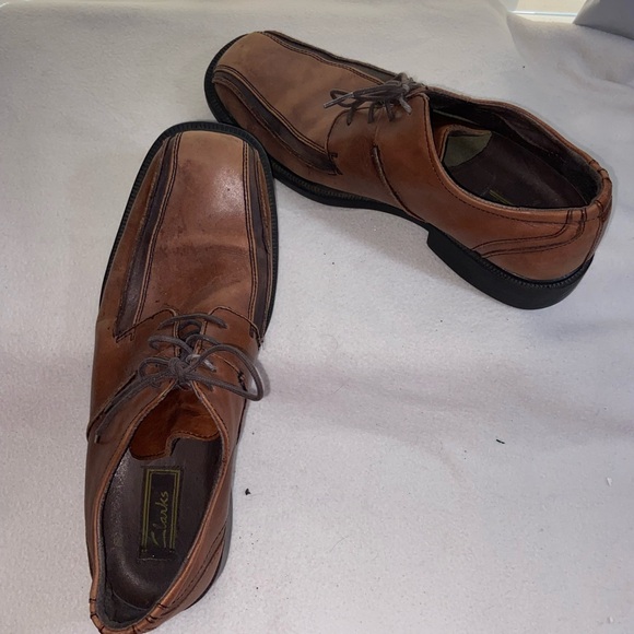 Clarks Men’s 11 Brown Leather Square Toe Lace Up Dress Shoes Comfort Oxford - Picture 7 of 11